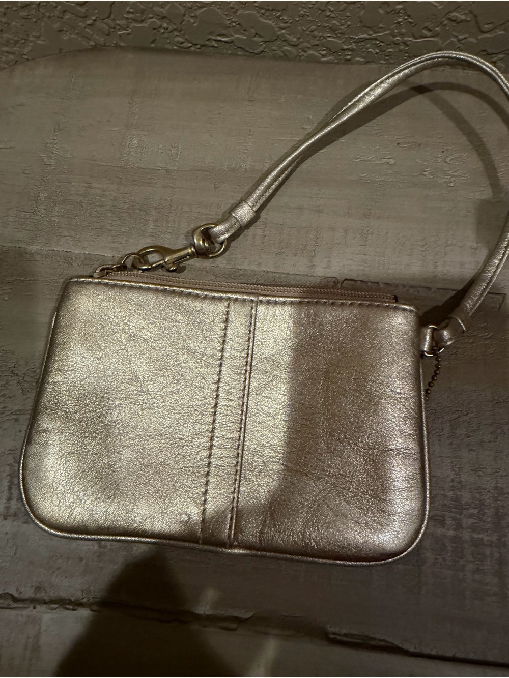 Coach Metallic Gold Leather Wristlet - Picture 2 of 4
